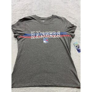 New York Rangers NHL Womens Shirt Heather Grey Graphic Tee Large 12/14 NWT